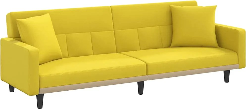 vidaXL Canapea extensibilă, cu perne, galben deschis, textil