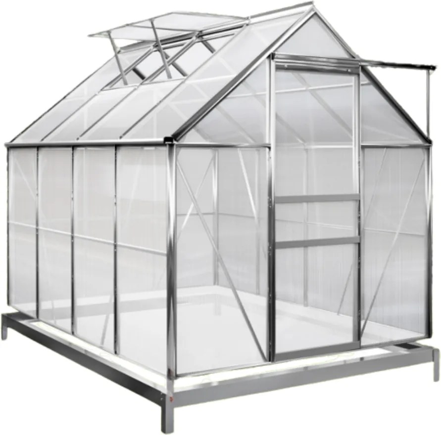 Sera de grădină din policarbonat cu bază M4, 250x190x195cm, transparent Gardebruk
