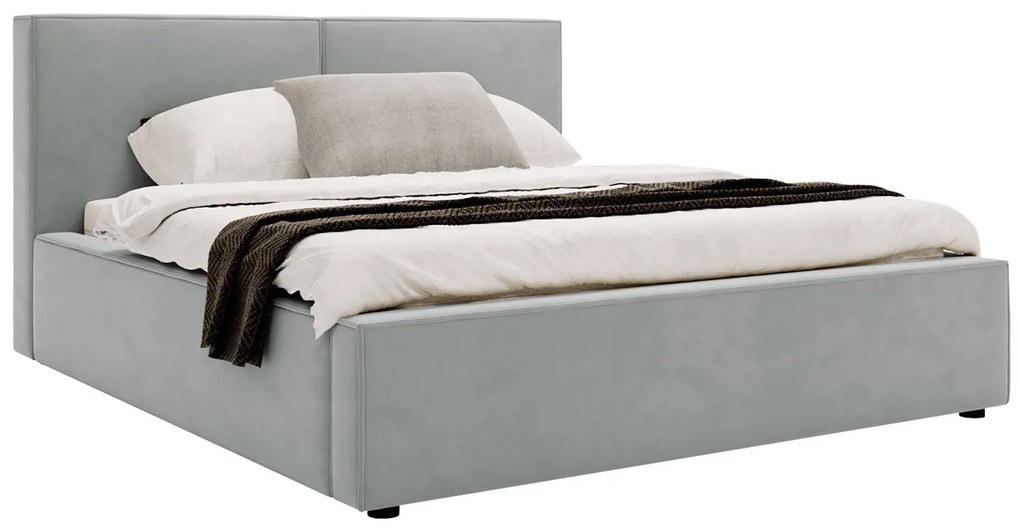Pat matrimonial 140 cm Sekozzo (Gri deschis) (cu somieră) (cu sp. depozitare). Promo -17%. 1104188