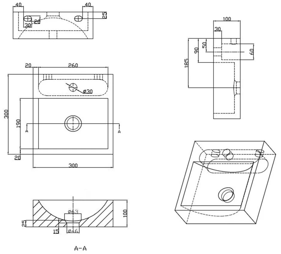 Chiuvetă mică pentru WC neagră din piatră 30x30 cm Blok – Sapho