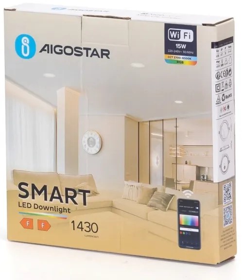 Aigostar -LED RGBW Corp de iluminat încastrat dimabil LED/15W/230V 2700-6500K Wi-Fi