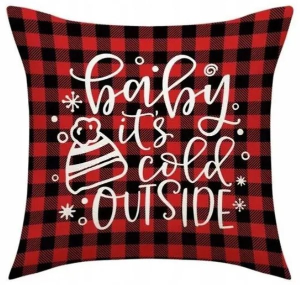 Fata de perna de Craciun BABY IT'S COLD 45x45 cm, rosu