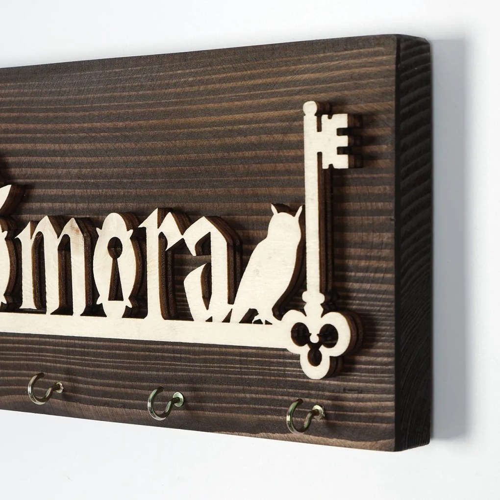 Suport chei din lemn LAZ157 Multicolor 40x14x3 cm