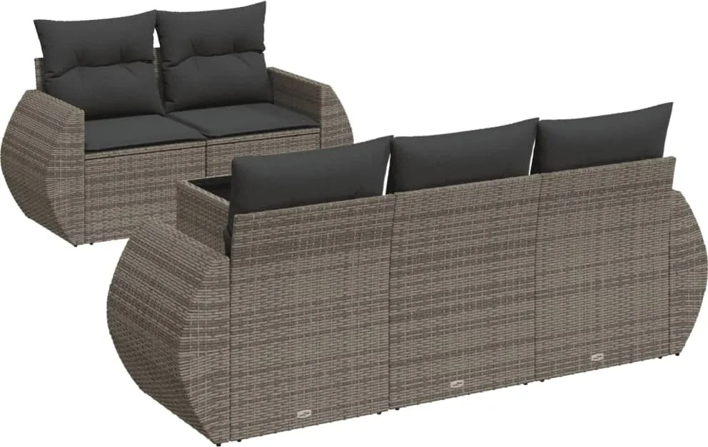vidaXL Set mobilier grădină cu perne, 6 piese, gri, poliratan