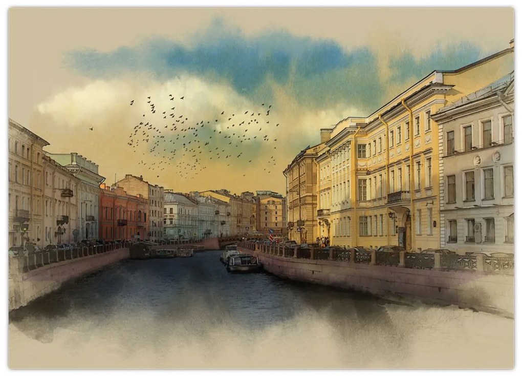 Tablou pe sticlă - Râul Moyka, Sankt Petersburg, Rusia (70x50 cm)