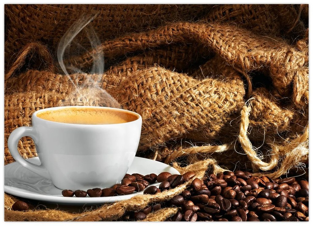 Tablou pe sticlă - O ceașcă de cafea (70x50 cm)