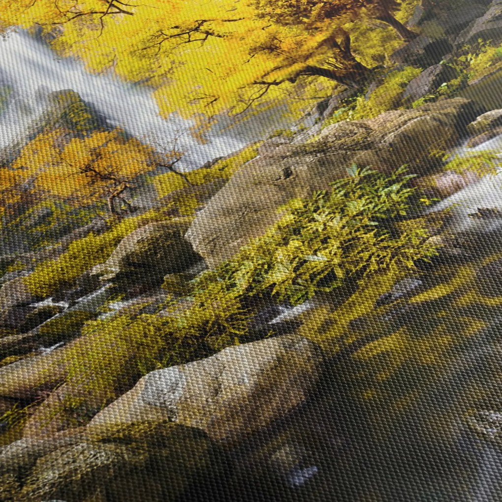 Tablou - Cascade în peisaj de toamnă, galben (90x60 cm)