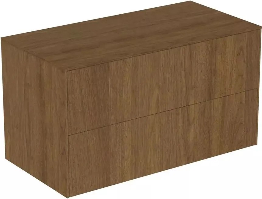 Dulap baza suspendat Ideal Standard Atelier Conca finisaj nuc inchis 2 sertare cu blat 100 cm