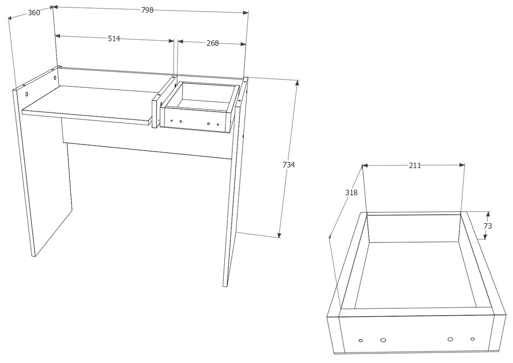 Birou haaus Carp, 1 Sertar, Stejar Sonoma, 85 x 50 x 75 cm