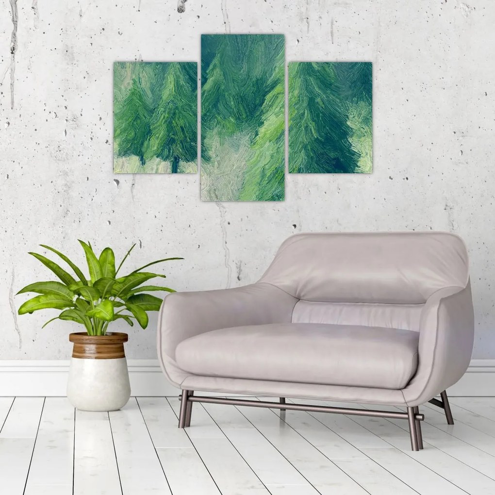 Tablou - Conifere pictate (90x60 cm)