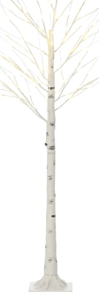 HOMCOM Copac luminos cu LED, decorațiune luminoasă alb cald, 96 LED-uri 180 cm, decorațiune de Crăciun, cameră, casă, alb | Aosom Romania