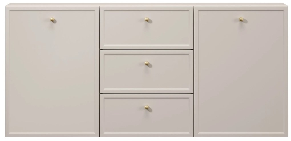 Comodă suspendată Lorini 150 cm cu sertare - cașmir / mânere aurii