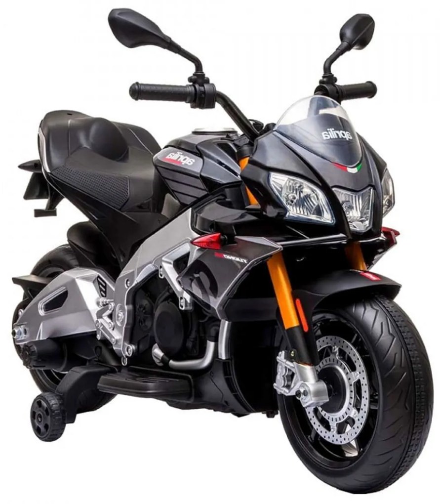 Motocicleta Electrica cu Acumulator Pentru Copii NOVOKIDS™ Aprilia Tuono Premium , 3-7 ani, Max 25 kg, Cu Sunete si Lumini frontale, MP3 USB, Pornire