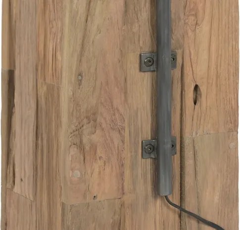 Lampă de podea, stil industrial artizanal, culoare natur, din lemn de tec și fier, „Teak”