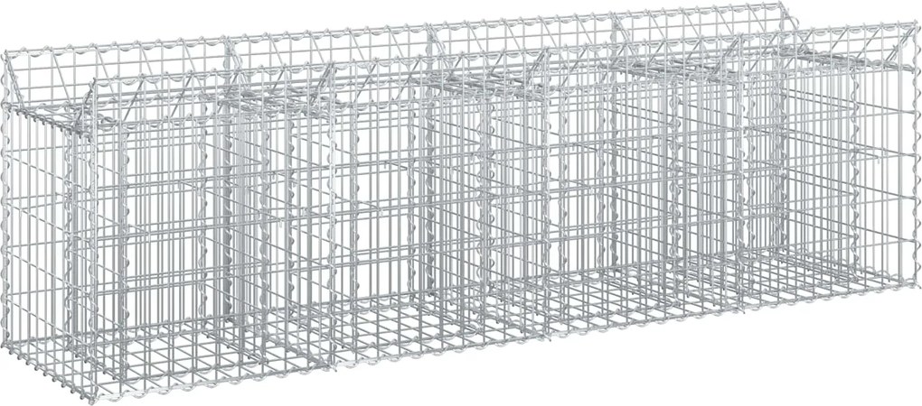 vidaXL Pat ridicat din gabion Argintiu 200 x 50 x 60 cm