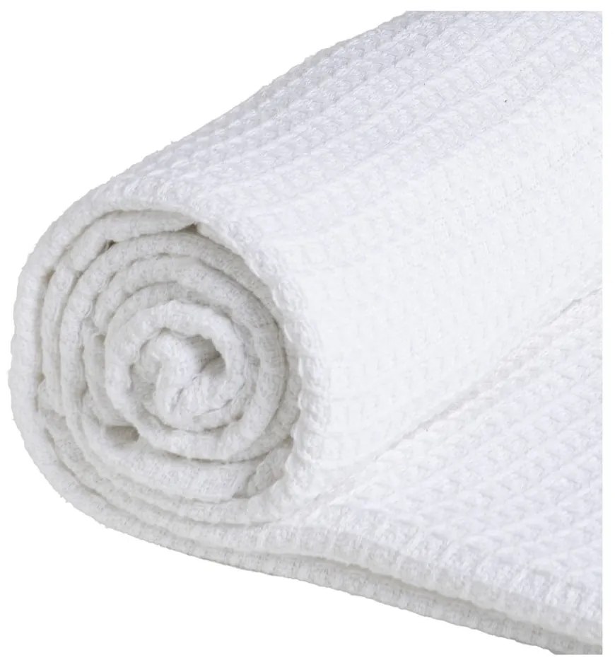 Cuvertură albă din bumbac reciclat 260x280 cm Honeycomb – Ixia