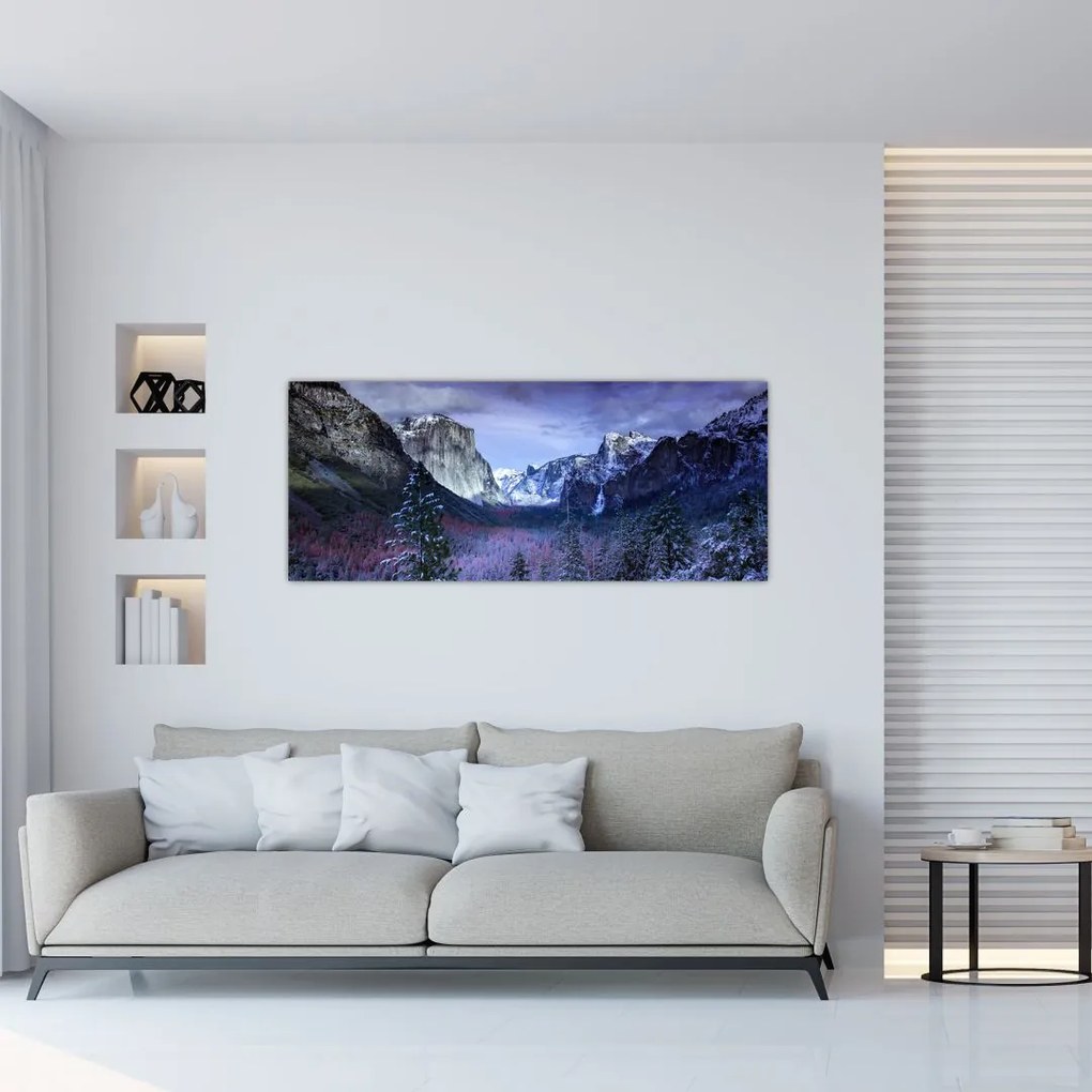 Tablou cu peisaj montan iarna (120x50 cm)