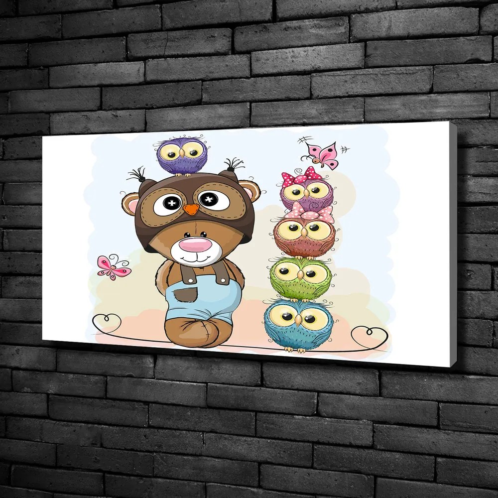 Imprimare tablou canvas Ursul și owl