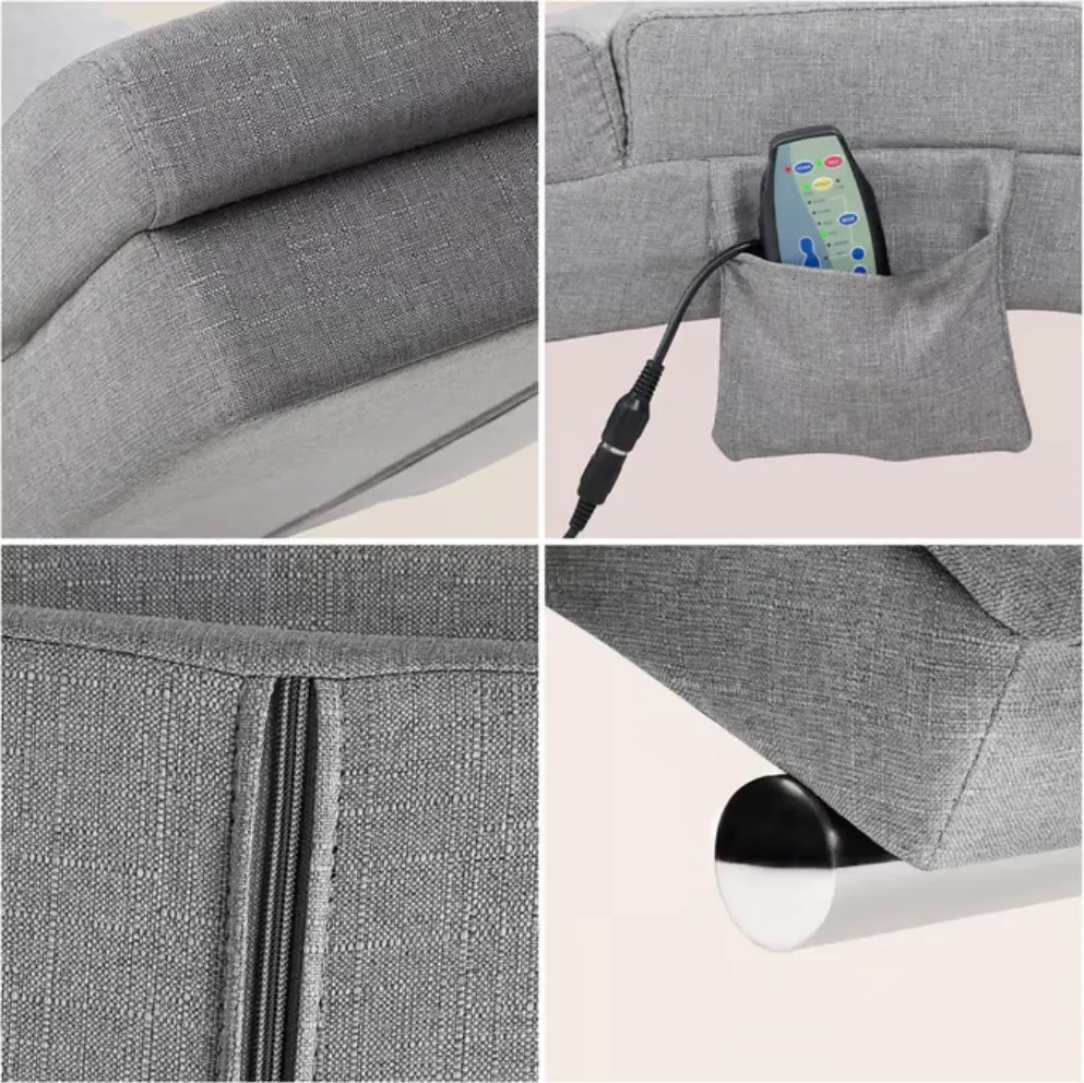 Șezlong LONDON cu funcție de masaj și încălzire, 186×55×89cm, gri Casaria