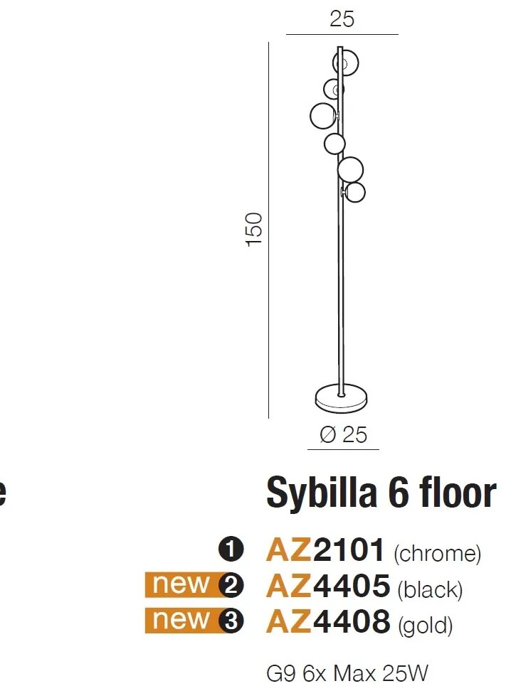 Lampadar / Lampa de podea design modern SYBILLA black