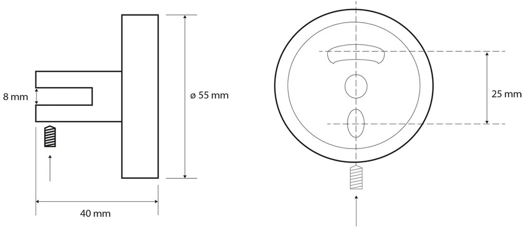 SAPHO XR009 Suporturi rotunde pentru rafturi dinsticlă X-Round 8 mm, argintiu