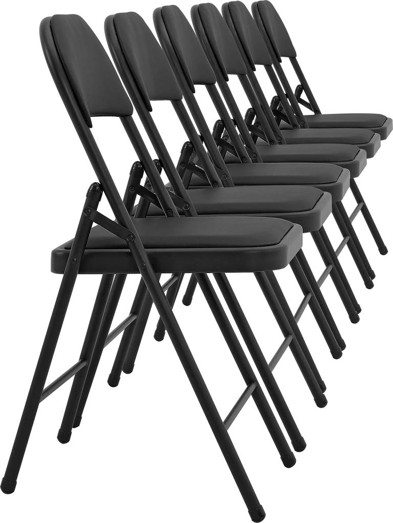 [pro.tec]® Set 6 scaune  birou, conferinta, pliabile, 80 x 46 cm, piele sintetica, negru