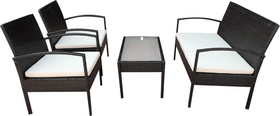 SET MOBILIER GRADINA /TERASA LUCY,MASA,CANAPEA,2 FOTOLII,3 PERNE BEJ,WENGE INCHIS