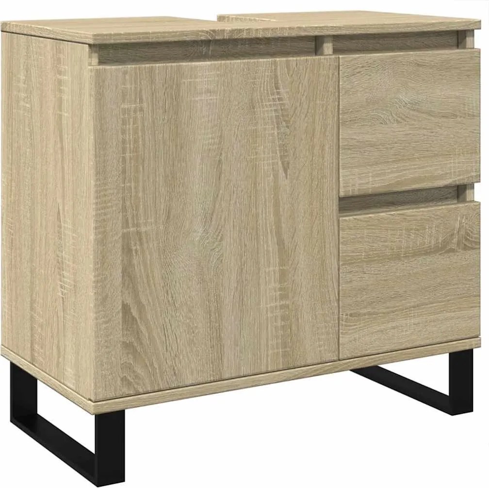 vidaXL Dulap de baie, stejar sonoma, 65x33x60 cm, lemn prelucrat