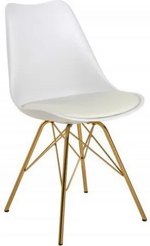 Set de 4 scaune Scandinavia alb/ auriu