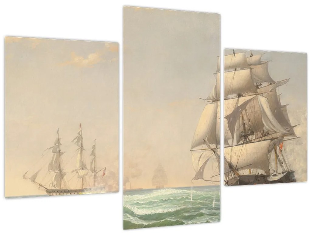 Tablou - Fitz Henry Lane, The United States Frigate President Engaging the British Squadron, reproducere (90x60 cm)