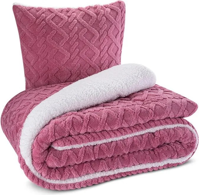 decoDoma Set matlasat cu blăniţă INVERNO, culoare mure 2 buc