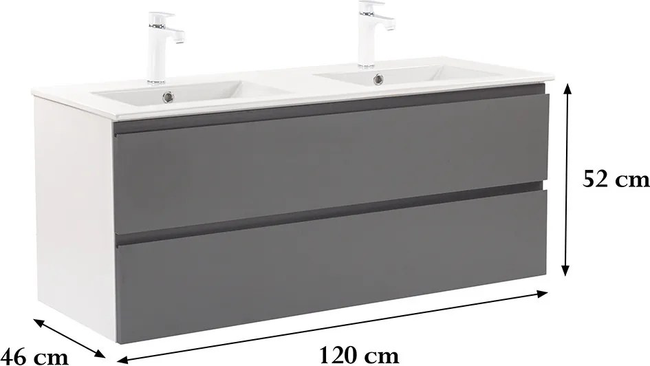 Vario Pull 120 dulap de bază cu chiuvetă alb-antracit