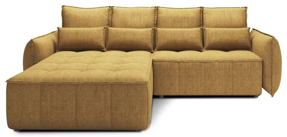 Colțar galben extensibil/cu spațiu de depozitare cu tapițerie din catifea (cu colț pe partea stângă/cu șezlong) Campo – ELTAP