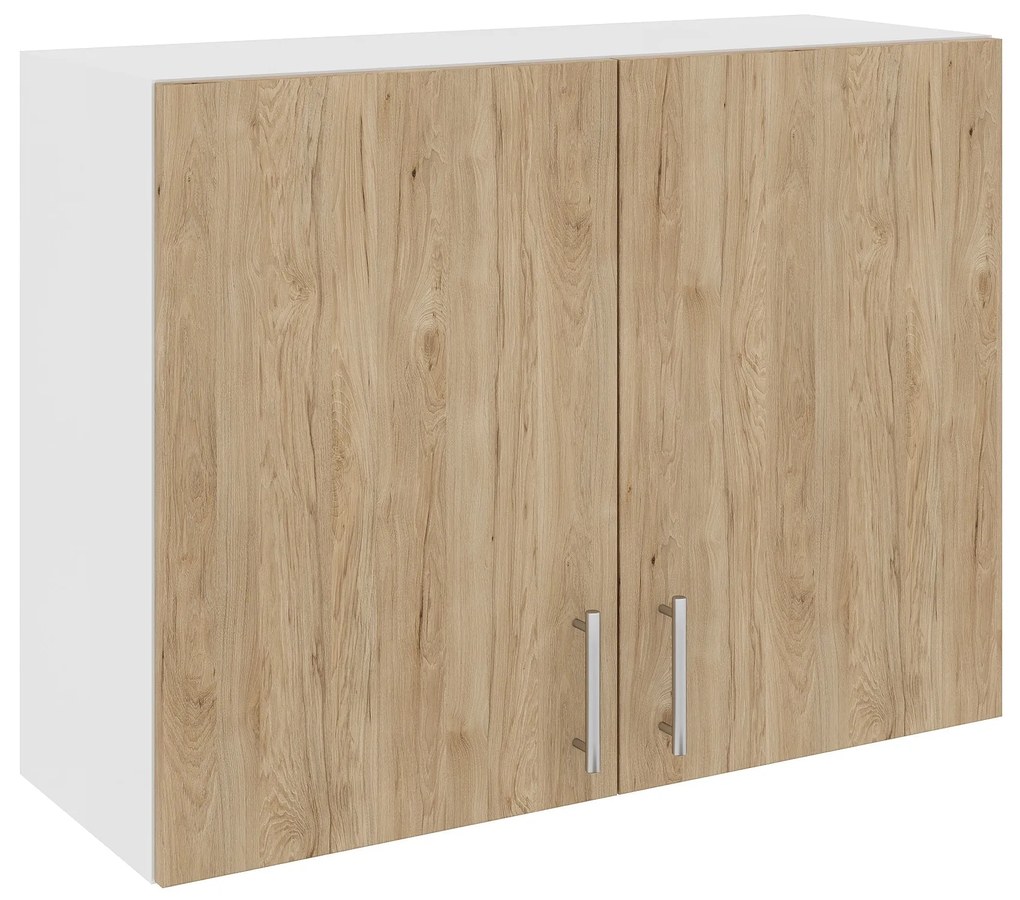 Corp Superior Karo, 2 Usi, Lemn Natural/Alb, 80 x 30 x 60 cm