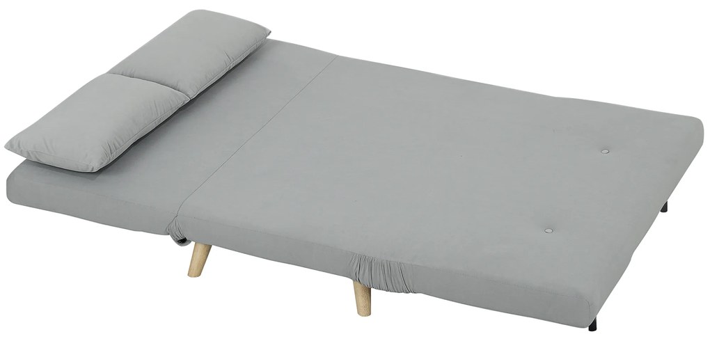 HOMCOM Canapea extensibilă Relaxsofa Sofa, inclusiv 2 perne, aspect de catifea, 130 x 78 x 79 cm, Gri deschis | Aosom Romania
