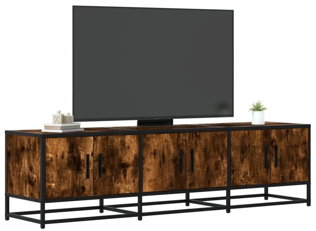 vidaXL Dulap TV stejar fumuriu, 150x35x41 cm lemn prelucrat și metal
