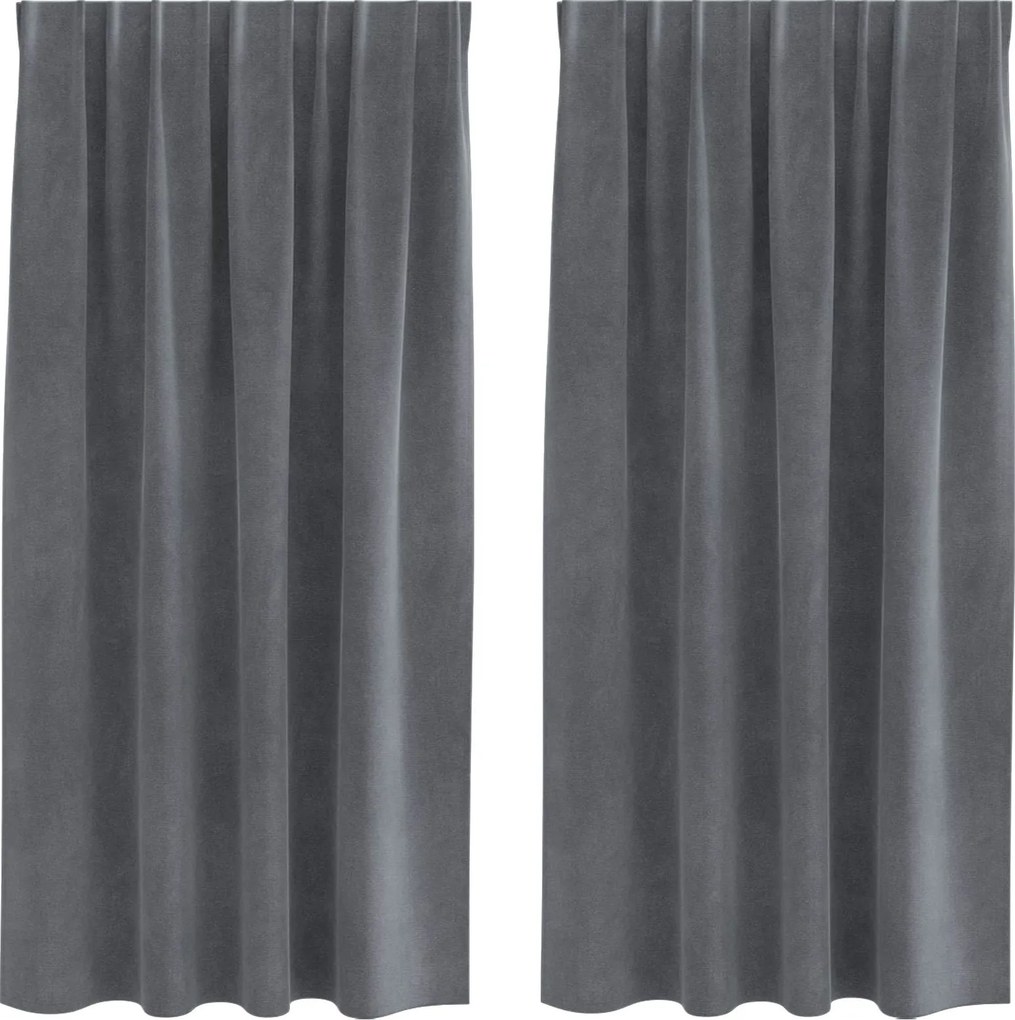 vidaXL Perdele opace 2 pcs Gri deschis 140 x 175 cm Catifea
