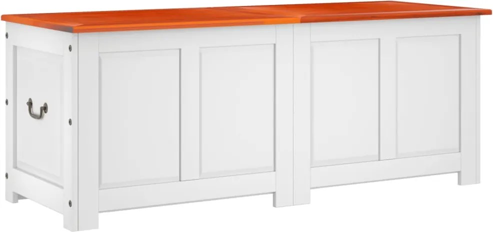 vidaXL Cufăr de depozitare cu capac, maro și alb, lemn masiv de acacia