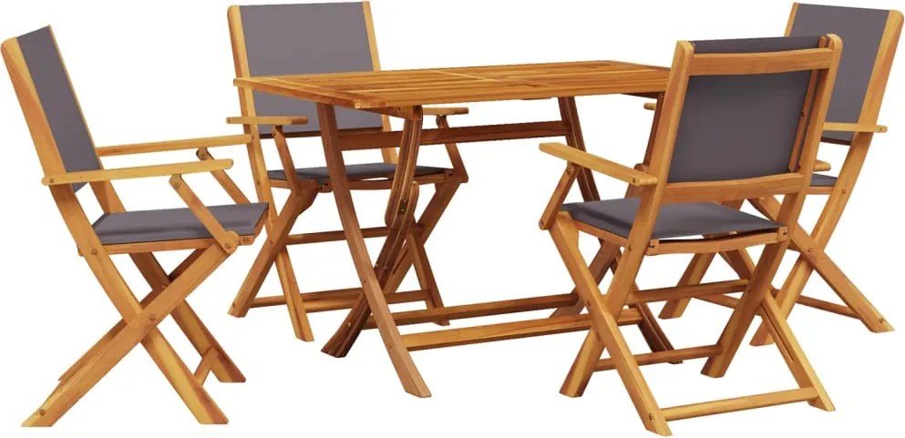 vidaXL Set mobilier de grădină 5 piese textil antracit/lemn masiv