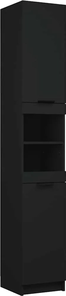 vidaXL Dulap de baie, negru, 32x34x188,5 cm, lemn prelucrat