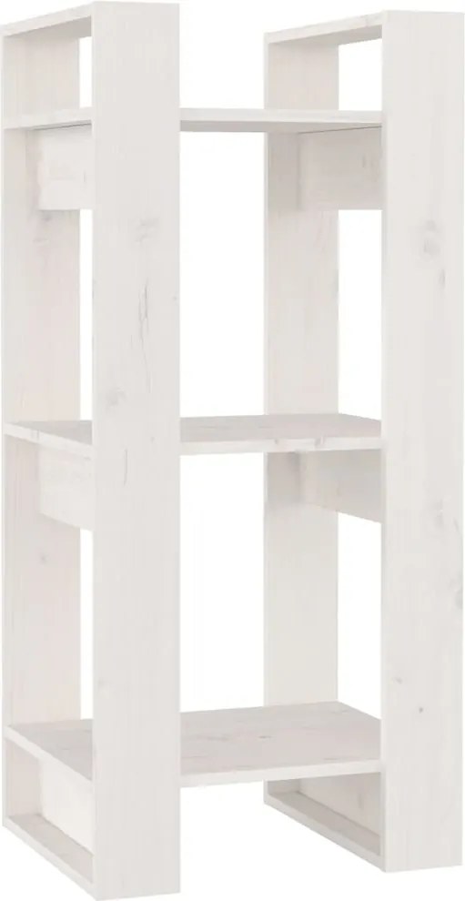 vidaXL Bibliotecă/Separator cameră, alb, 41x35x91 cm, lemn masiv pin