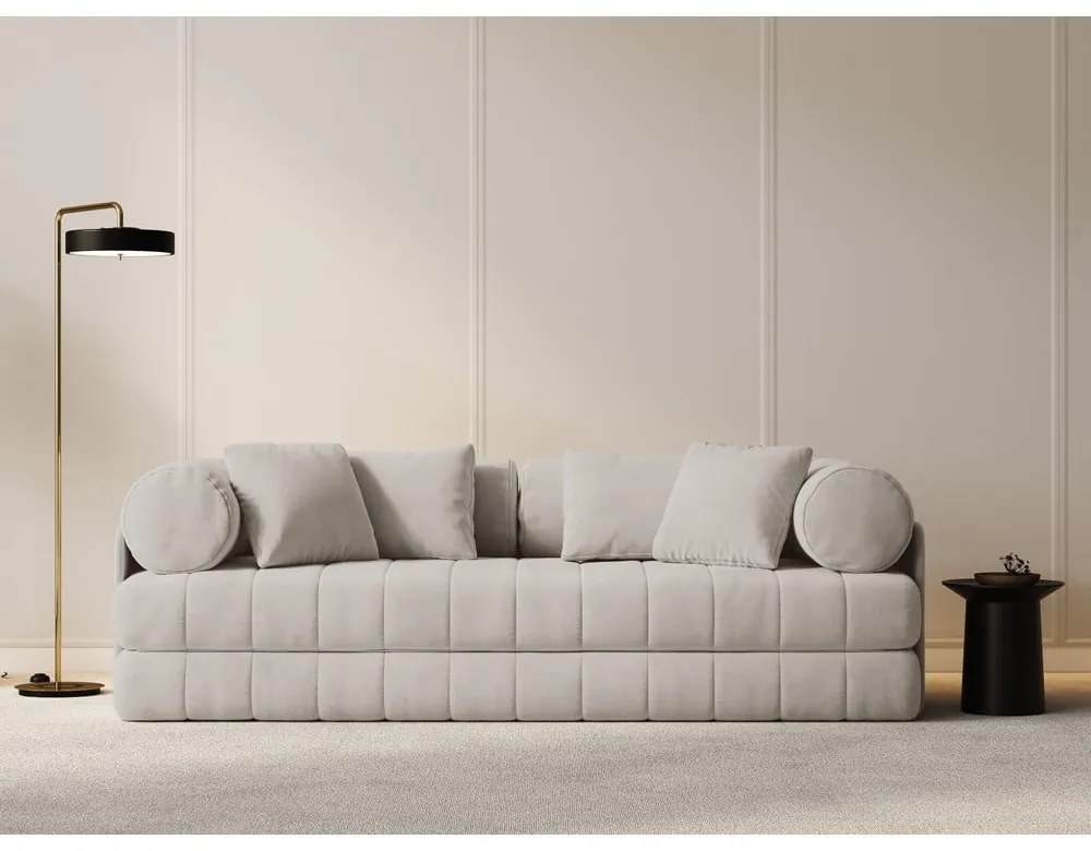 Canapea bej extensibilă cu tapițerie din catifea 206 cm Kemi – Cosmopolitan Design