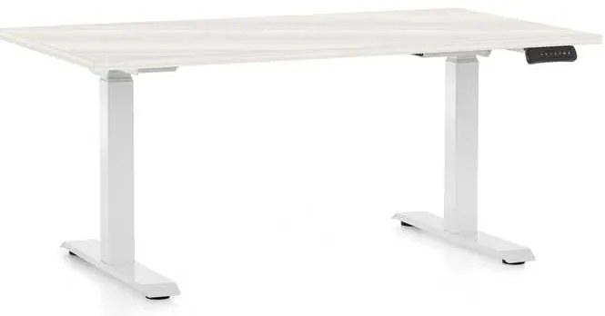 Masă înălțime reglabilă OfficeTech C, 120 x 80 cm, picioare albe, frasin alb