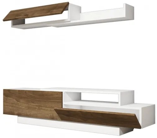 Ansamblu Comoda TV Elda Alb-Walnut