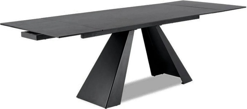 Masa extensibila SALVADORE CERAMIC, gri/negru mat, sticla securizata/c