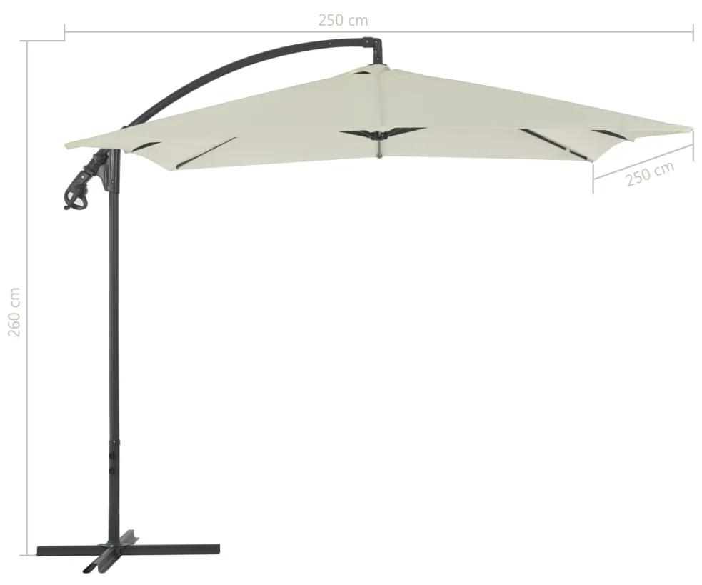 Umbrela suspendata cu stalp din otel, nisipiu, 250 x 250 cm Nisip