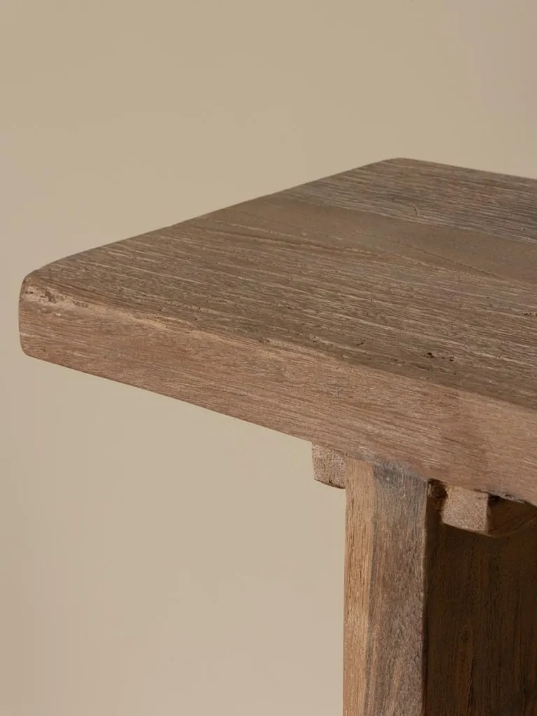 Consolă din lemn reciclat, natur, finisaj vintage, 153×36×78 cm, „Rustor"