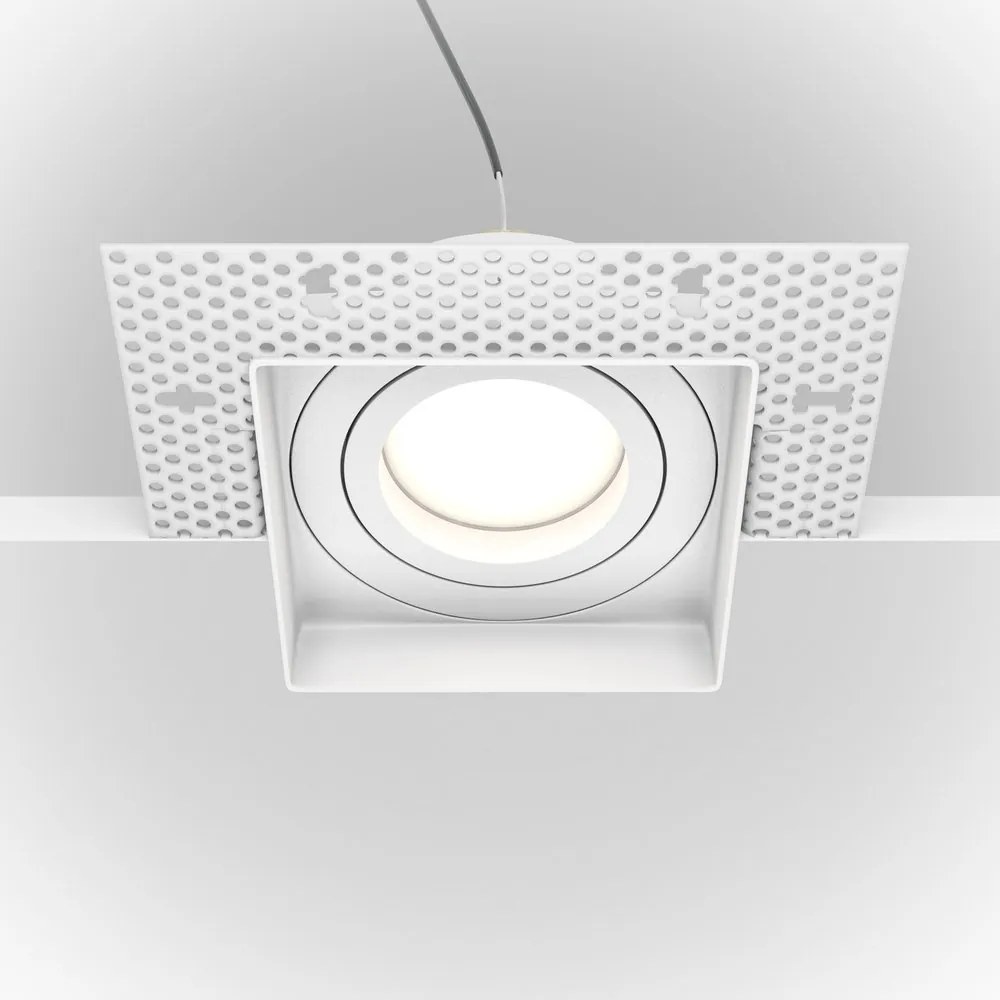 Spot incastrabil directionabil design tehnic Atom alb 13x13cm