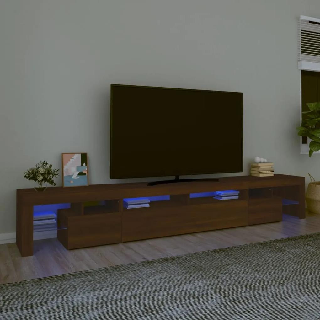 3152785 vidaXL Comodă TV cu lumini LED, stejar maro, 260x36,5x40 cm