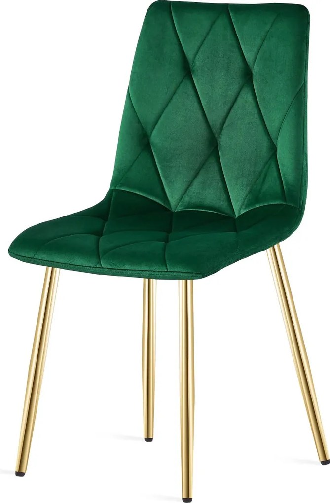 Verde scaun bucatarie LIBRA din catifea cu picioare aurii